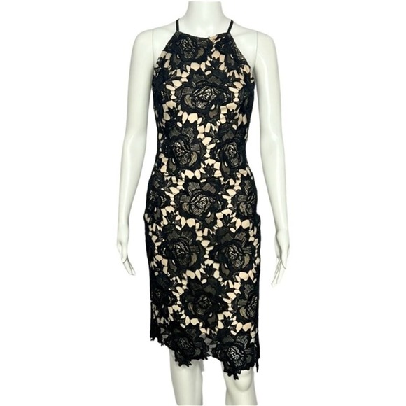 Lulus Dresses & Skirts - Lulus Black Lace Overlay Halter Neck Knee Length Dress XS
